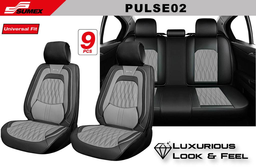 SEAT COVER SWISS DRIVE PULSE LUXE BLACK/GREY (9 UNITS) (3 SETS)