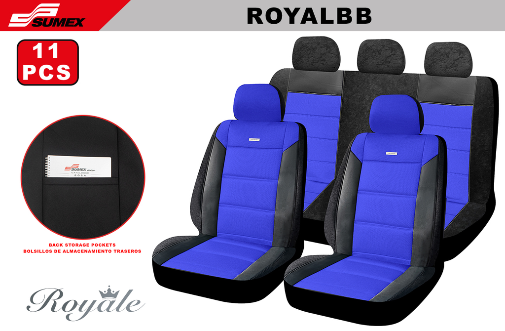 FORRO DE ASIENTO SWISS DRIVE ROYALE NEGRO/AZUL (11 UNDS) (4 SETS)