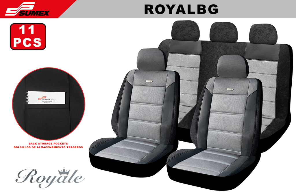 FORRO DE ASIENTO SWISS DRIVE ROYALE NEGRO/GRIS (11 UNDS) (4 SETS)