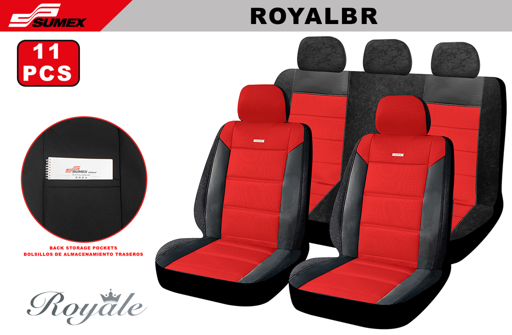 FORRO DE ASIENTO SWISS DRIVE ROYALE NEGRO/ROJO (11 UNDS) (4 SETS)