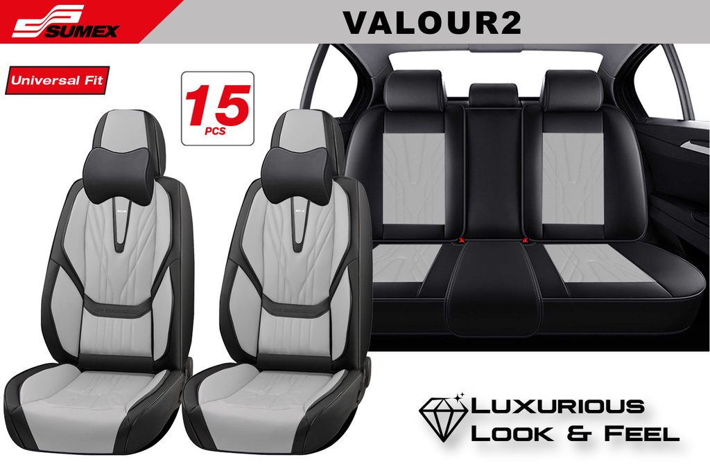 SEAT COVER SWISS DRIVE VALOUR ULTRA-LUXE BLACK/GREY (15 UNITS) (2 SETS)