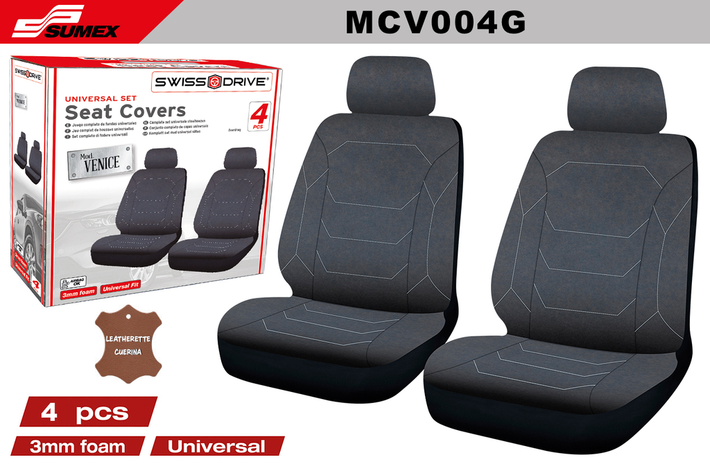 SEAT COVER SWISS DRIVE VENICE GREY (4 UNITS) (10 SETS)