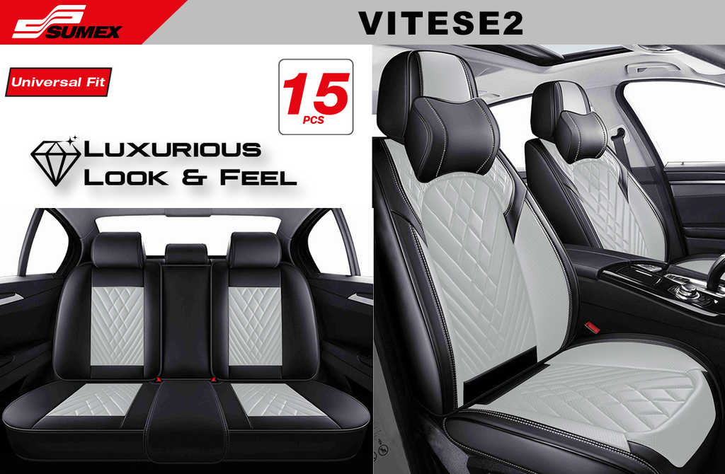 SEAT COVER SWISS DRIVE VITESSE ULTRA-LUXE BLACK/GREY (15 UNITS) (2 SETS)