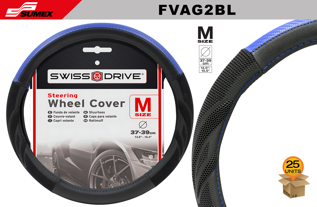 FORRO DE TIMON SWISS DRIVE "M" ARROW GRIP2 NEGRO - AZUL (37 X 39CM) (25 UNDS)