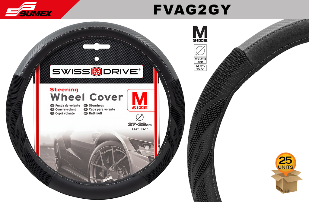 FORRO DE TIMON SWISS DRIVE "M" ARROW GRIP2 NEGRO - GRIS (37 x 39CM) (25 UNDS)