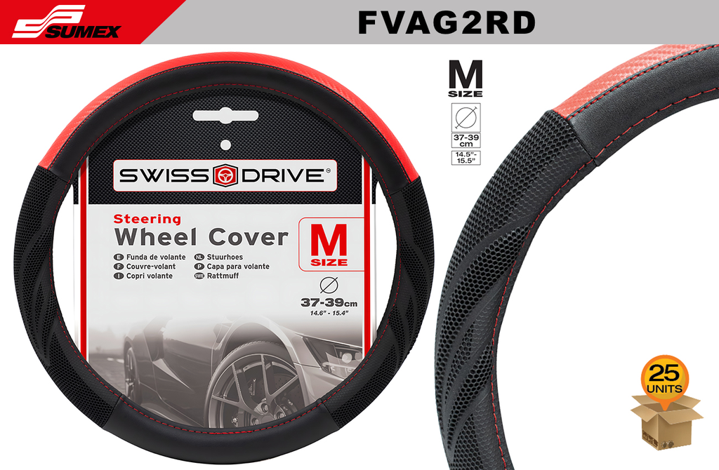 STEERING WHEEL COVER SWISS DRIVE "M" ARROW GRIP 2 RED (37 X 39 CM) (25 UNITS)