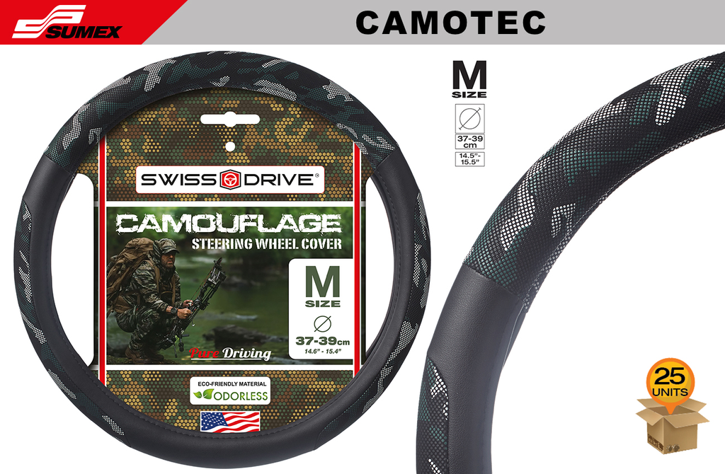 STEERING WHEEL COVER SWISS DRIVE "M" CAMOUFLAGE (37 X 39 CM) (25 UNITS)