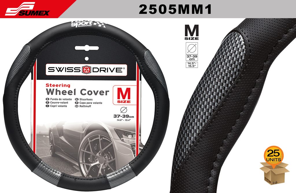 STEERING WHEEL COVER SWISS DRIVE "M" CARBON GRIP (37 X 39 CM) (25 UNITS)