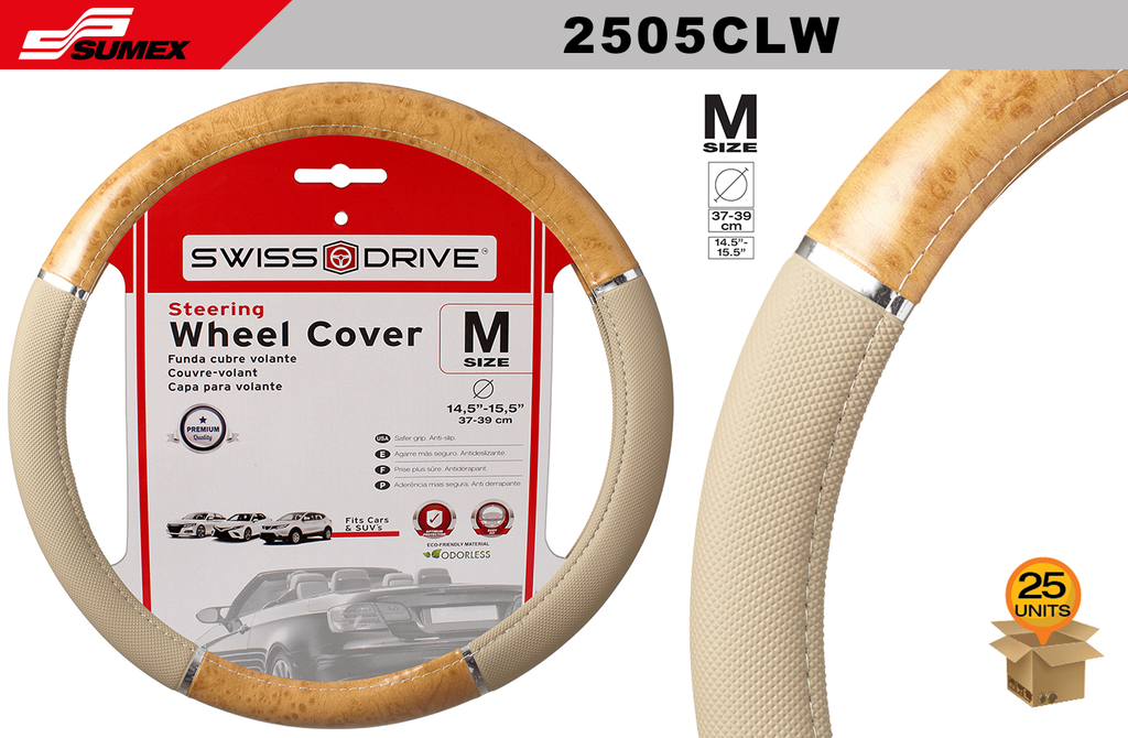 FORRO DE TIMON SWISS DRIVE "M" CLASSIC WOOD BEIGE (37 x 39CM) (25 UNDS)