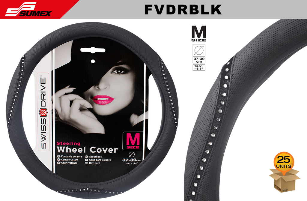 STEERING WHEEL COVER SWISS DRIVE "M" DIAMOND ROPE BLACK (37 X 39 CM) (25 UNITS)