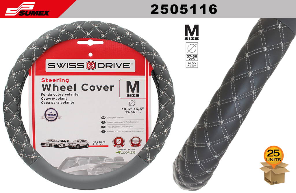 FORRO DE TIMON SWISS DRIVE "M" EMPIRE GRIS (37 x 39CM) (25 UNDS)
