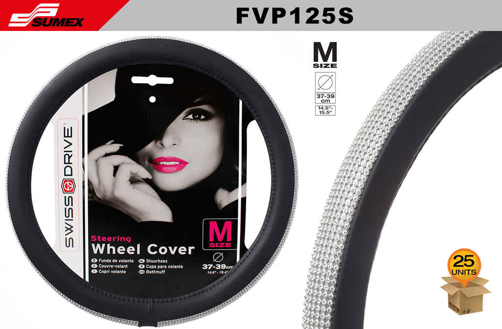 STEERING WHEEL COVER SWISS DRIVE "M" GIRLY SILVER (37 X 39 CM) (25 UNITS)