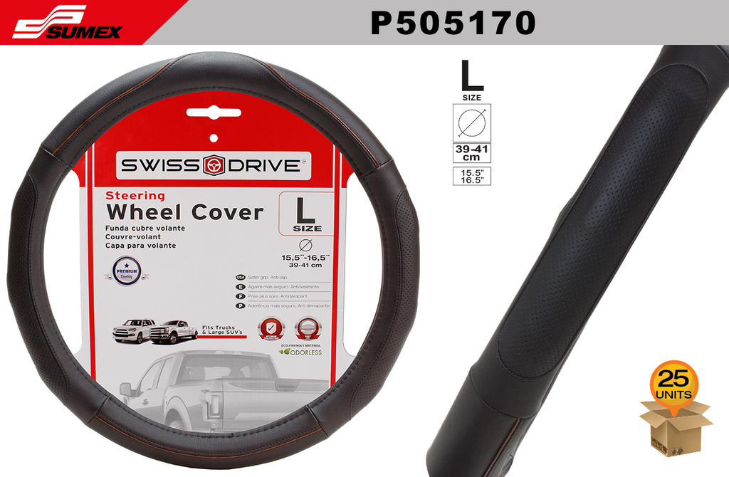STEERING WHEEL COVER SWISS DRIVE "L" SUPER FIVER BLACK (39 X 41 CM) (25 UNITS)