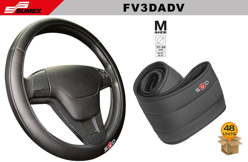STEERING WHEEL COVER SWISS DRIVE "M" 3D ADVANCE BLACK (37 X 39 CM) (48 UNITS)