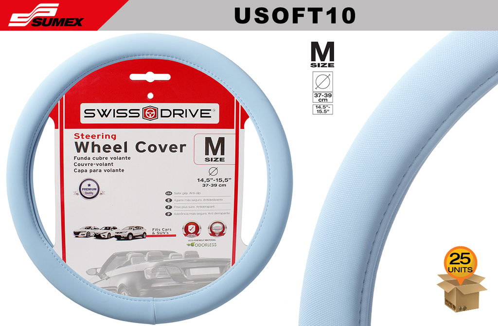 FORRO DE TIMON SWISS DRIVE "M" ULTRA SOFT CELESTE (37 x 39CM) (25UNDS)