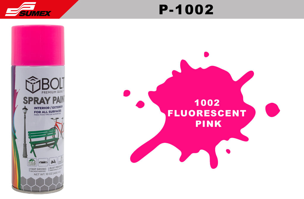 PINTURA EN SPRAY BOLT 1002 FLUORESCENT PINK 400ML (12UNDS)