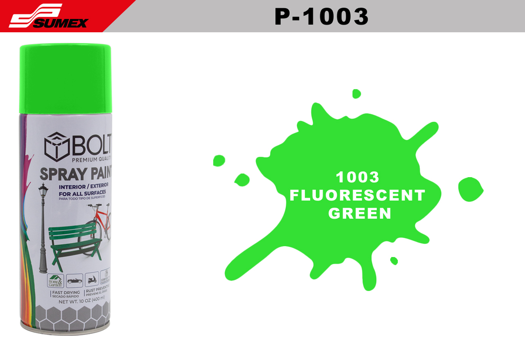 PINTURA EN SPRAY BOLT 1003 FLUORESCENT GREEN 400ML (12UNDS)