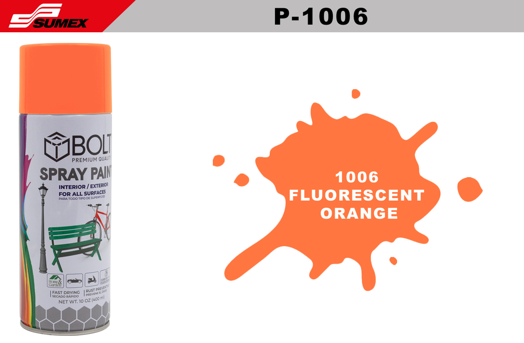PINTURA EN SPRAY BOLT 1006 FLUORESCENT ORANGE 400ML (12UNDS)