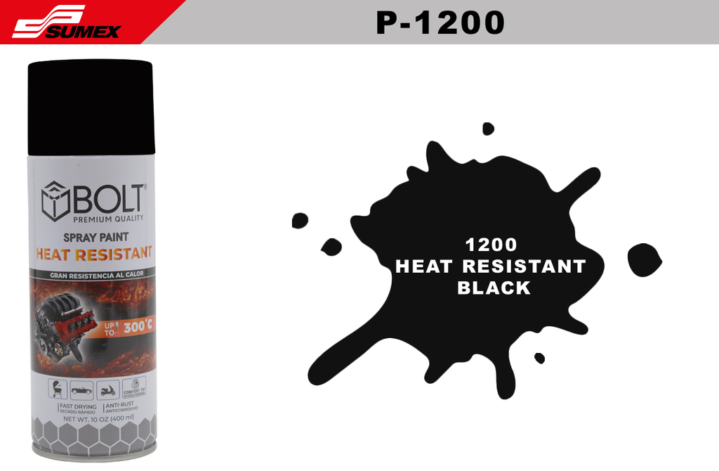 PINTURA EN SPRAY BOLT 1200 HEAT RESISTANT BLACK 400ML (12UNDS)