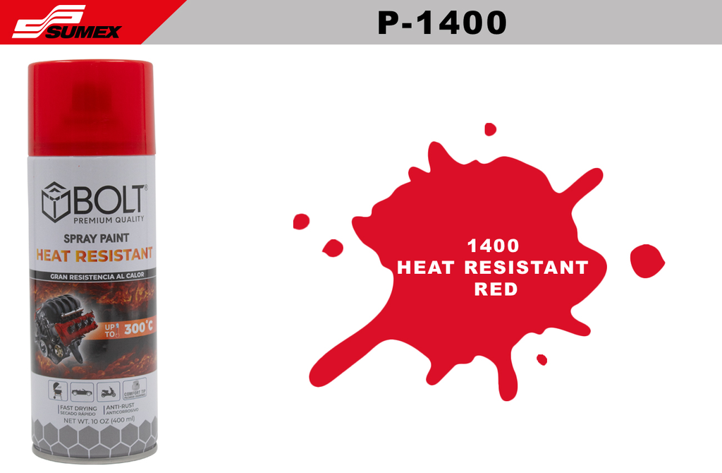 PINTURA EN SPRAY BOLT 1400 HEAT RESISTANT RED 400ML (12UNDS)