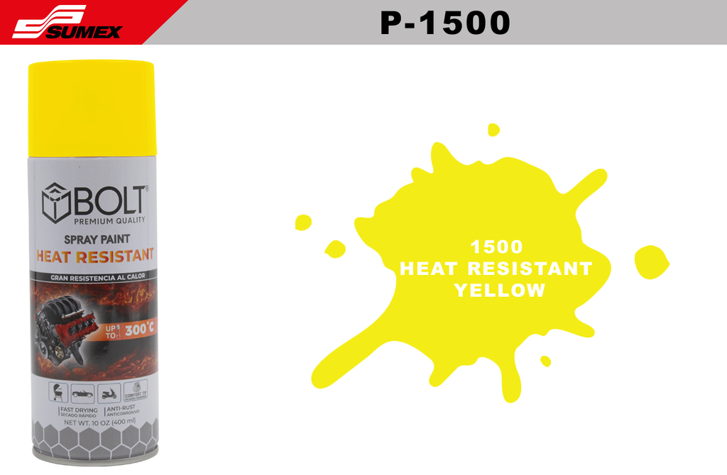 PINTURA EN SPRAY BOLT 1500 HEAT RESISTANT YELLOW 400ML (12UNDS)