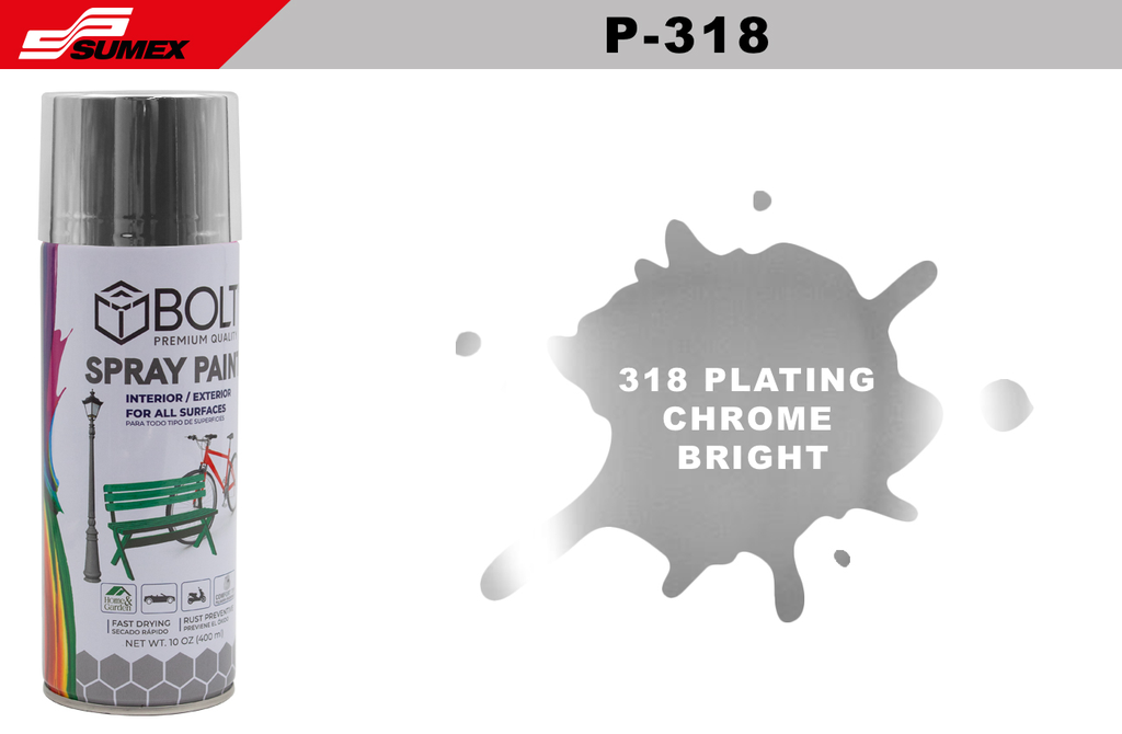 PINTURA EN SPRAY BOLT 318 PLATING CHROME BRIGHT 400ML (12UNDS)