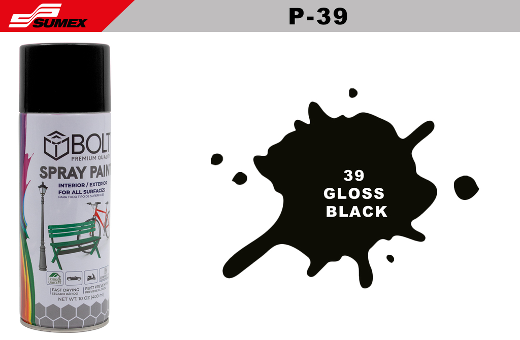 PINTURA EN SPRAY BOLT 39 GLOSS BLACK 400ML (12UNDS)