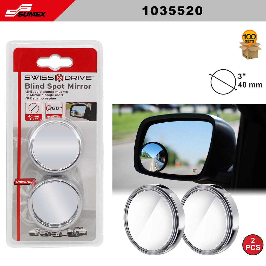 BLIND SPOT MIRROR "ROUND" CHROME (40MM)( 2 SETS = 50 UNITS)(100 UNITS) 