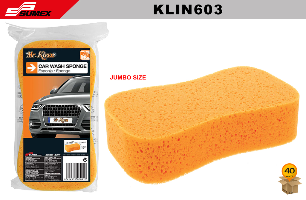 ESPONJA PARA LAVADO DE AUTO MR. KLEEN JUMBO (11.8" x 6.3" x 2.4") (40 UNDS)