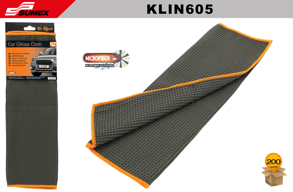 GAMUZA PARA CRISTALES MICROFIBRA MR. KLEEN (16" X 16") (200 UNDS)