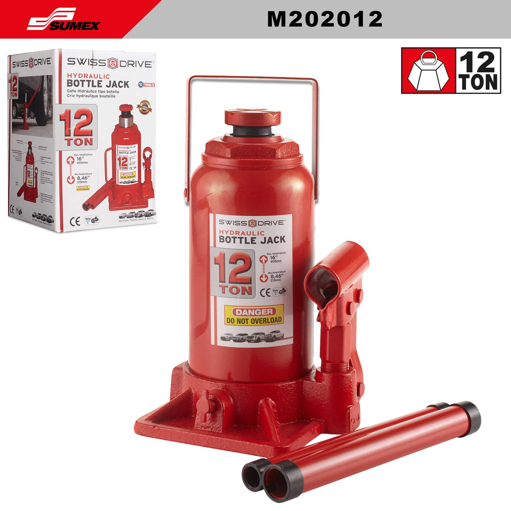 GATO HIDRAULICO DE BOTELLA 12 TONELADAS SWISS DRIVE (2 SETS)