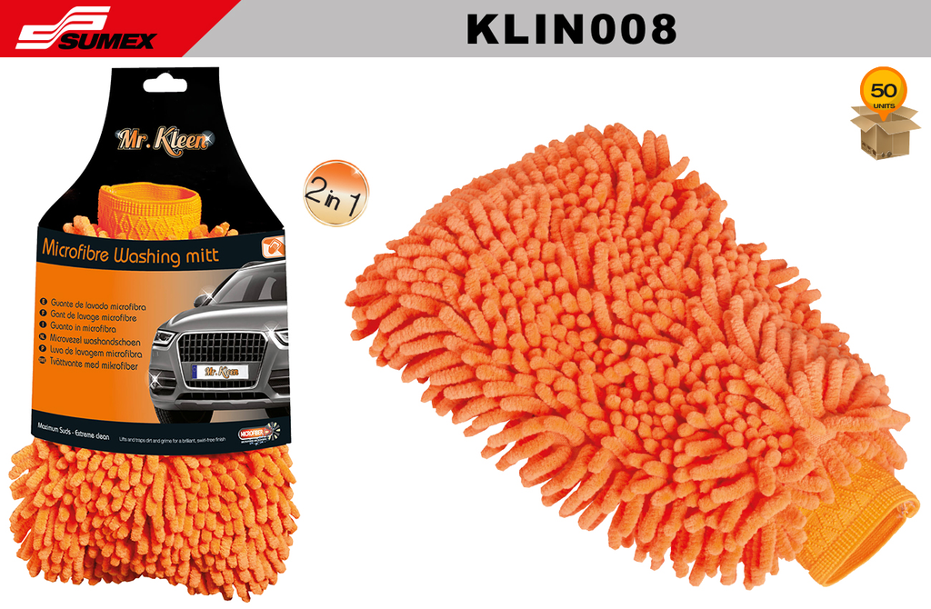 GUANTE DE LAVADO MICROFIBRA MR. KLEEN (8" X 5.5" x 2.4") (50 UNDS)