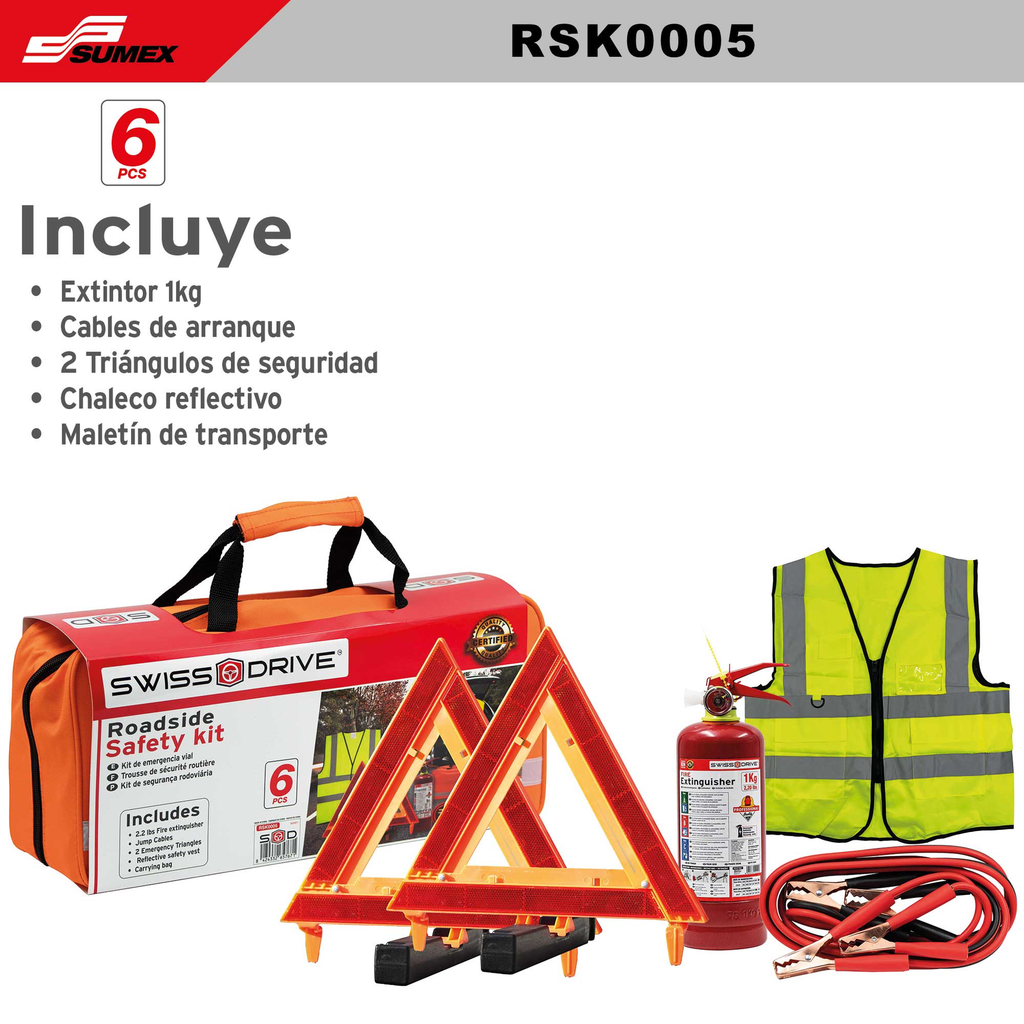 KIT DE EMERGENCIA VIAL SWISS DRIVE (6 UNDS) (4 SETS)