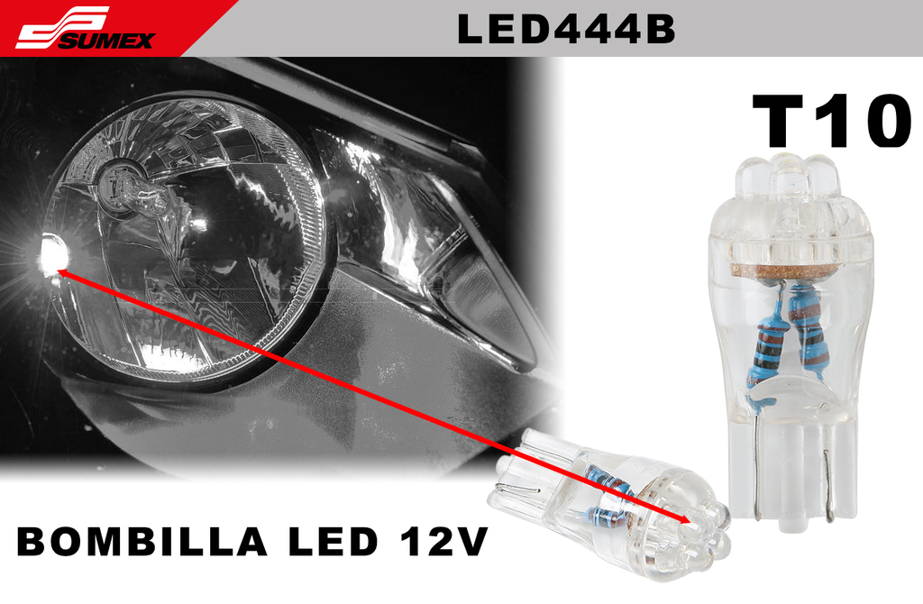 LAMPARA LED 12V T10 WEDGE BLANCA RACE SPORT (2 UNDS) (100 SETS) (10 SETS= 10 UNDS)