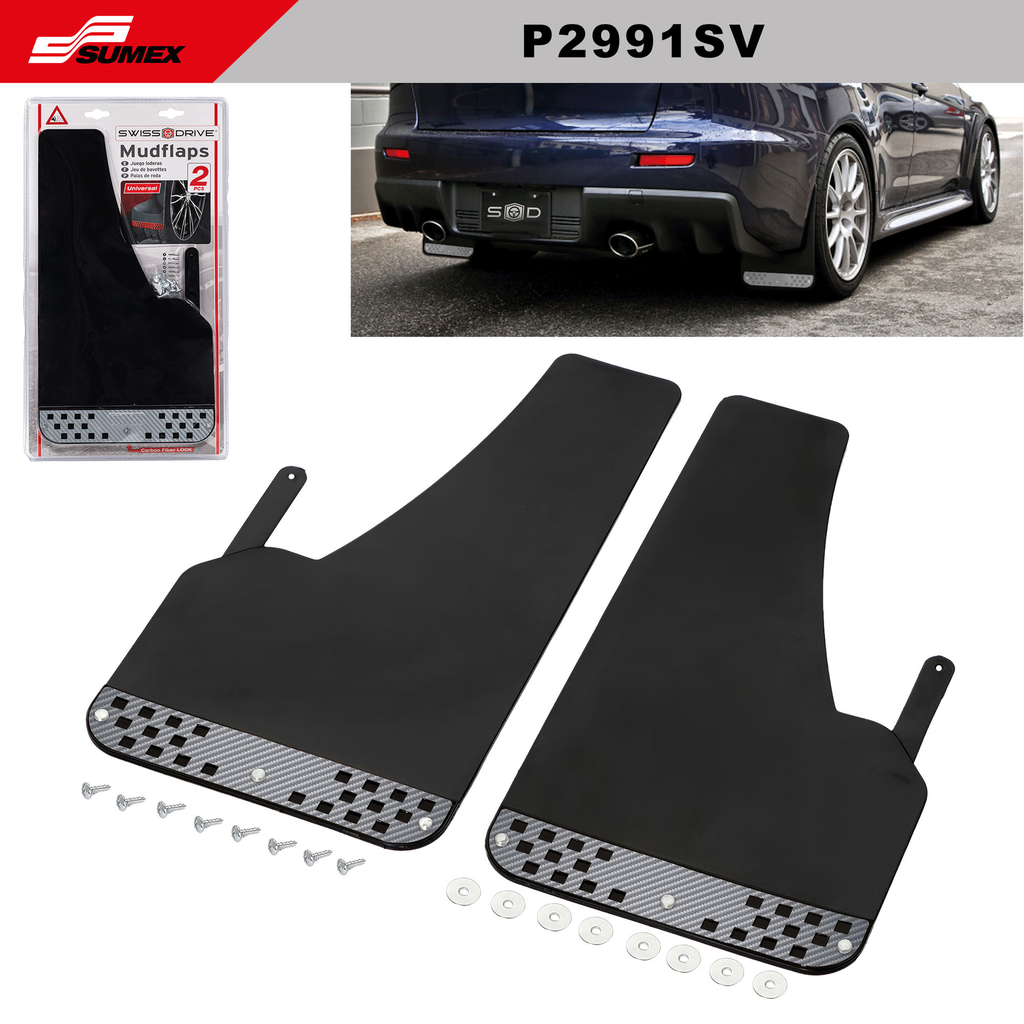 RALLY MUDFLAP SWISS DRIVE CARBON SILVER (2 UNITS) (4 SETS = 5 UNITS) (20 SETS)