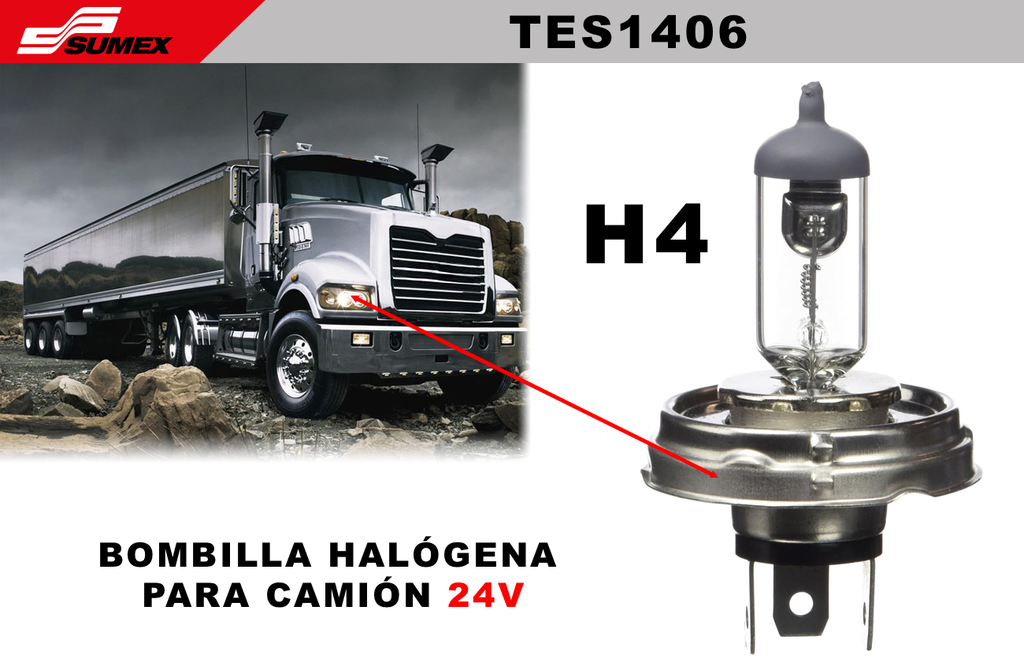 LUZ HALOGENA H4 CON CASQUILLO FEU 24V P45T (200 SETS)( 20 SETS = 10 UNDS)