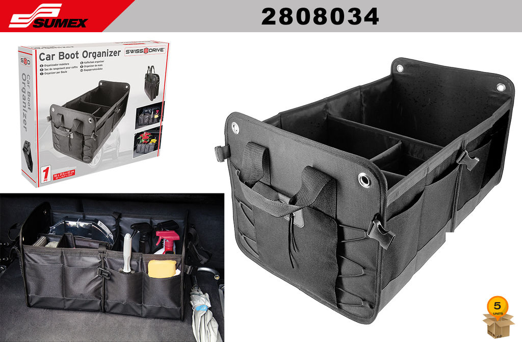 TRUNK CARGO TYPE ORGANIZER SWISS DRIVE BLACK (22" X 14.7) (56 X 37.5CM)  (5 UNITS)