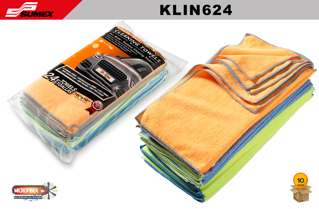 TOALLAS DE MICROFIBRA MR. KLEEN PAQUETES DE (16" X 16") (24 UNDS) (10 SETS)
