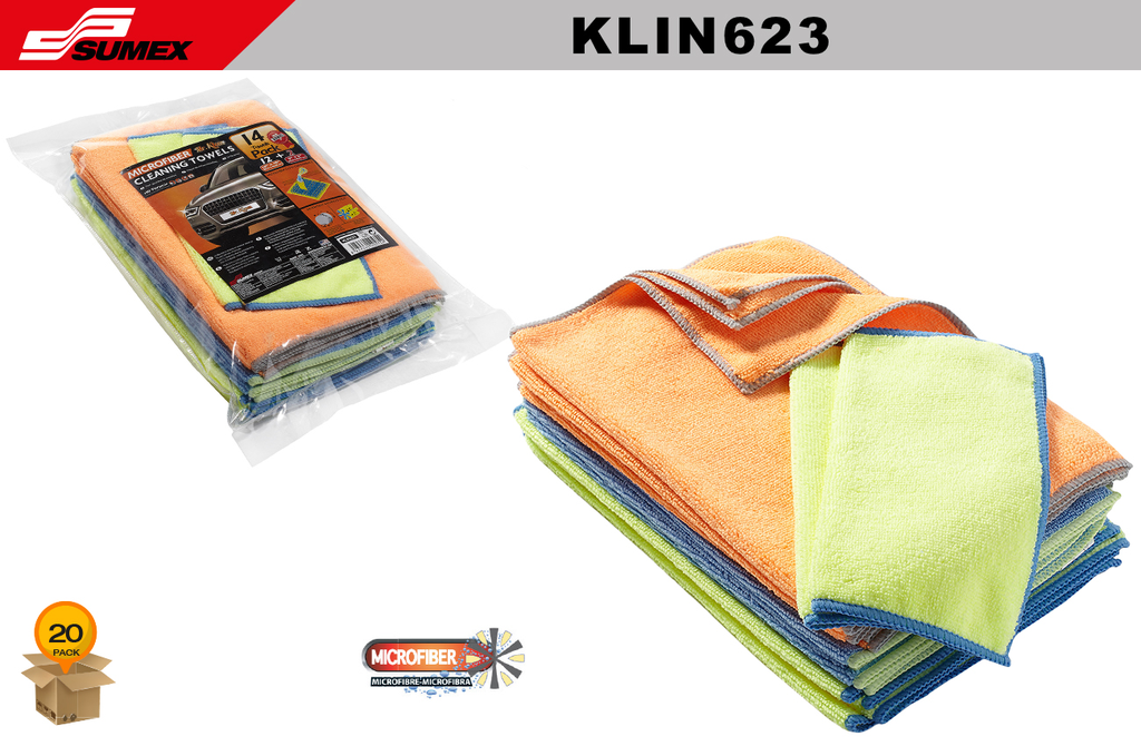 TOALLAS DE MICROFIBRA MR. KLEEN PAQUETES DE (12"X 16") (14 UNDS) (20 SETS)