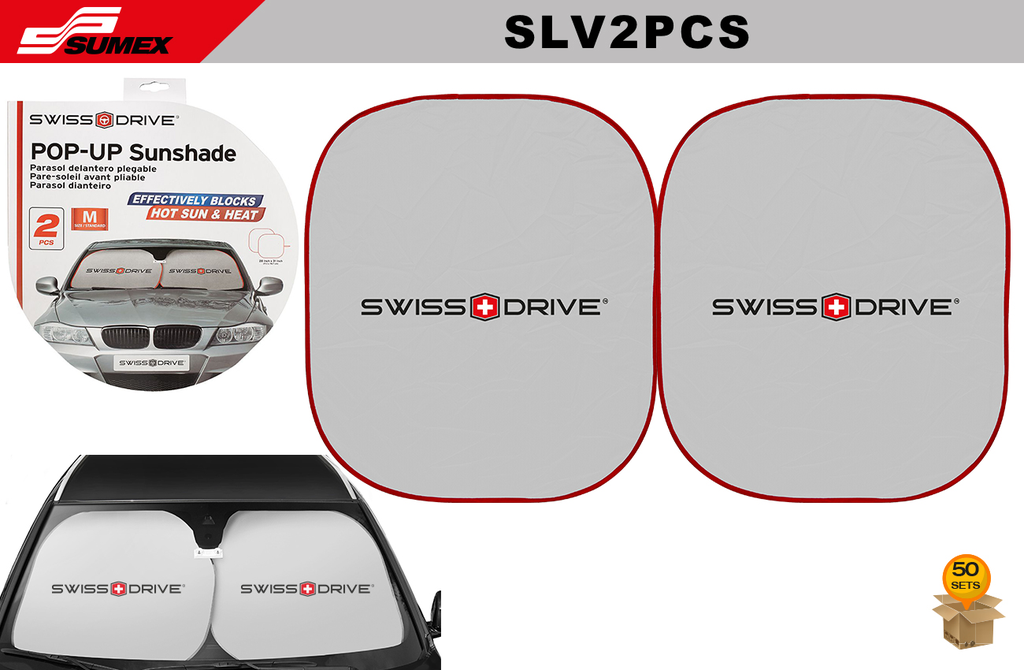 POP UP FRONT SHADE SWISS DRIVE "M" 2 PCS MASTER PACK (50 PCS)