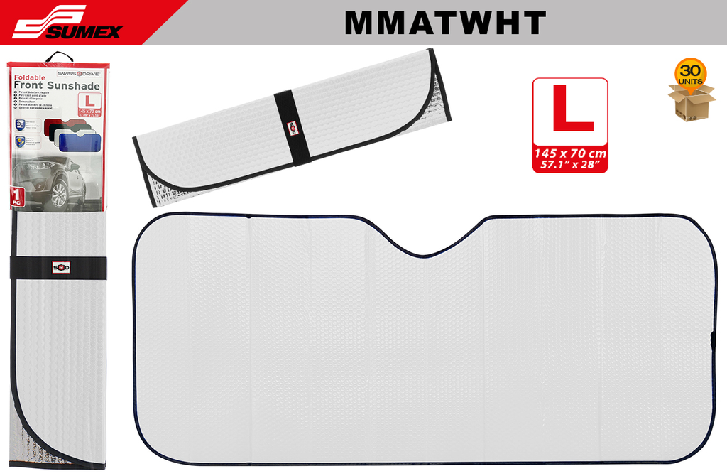 PARASOL FRONTAL SWISS DRIVE "L" MATT BLANCO (58 X 70 CM) (30 UNDS)