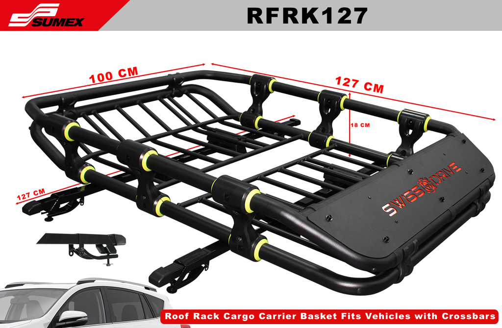 ROOF RACK LUGGAGE BASKET + RACK BASE BARS SWISS DRIVE 127 X 96CM (1 UNIT)