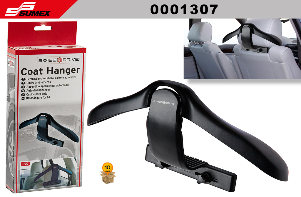 COAT HANGER PVC BLACK SWISS DRIVE (10 UNITS)