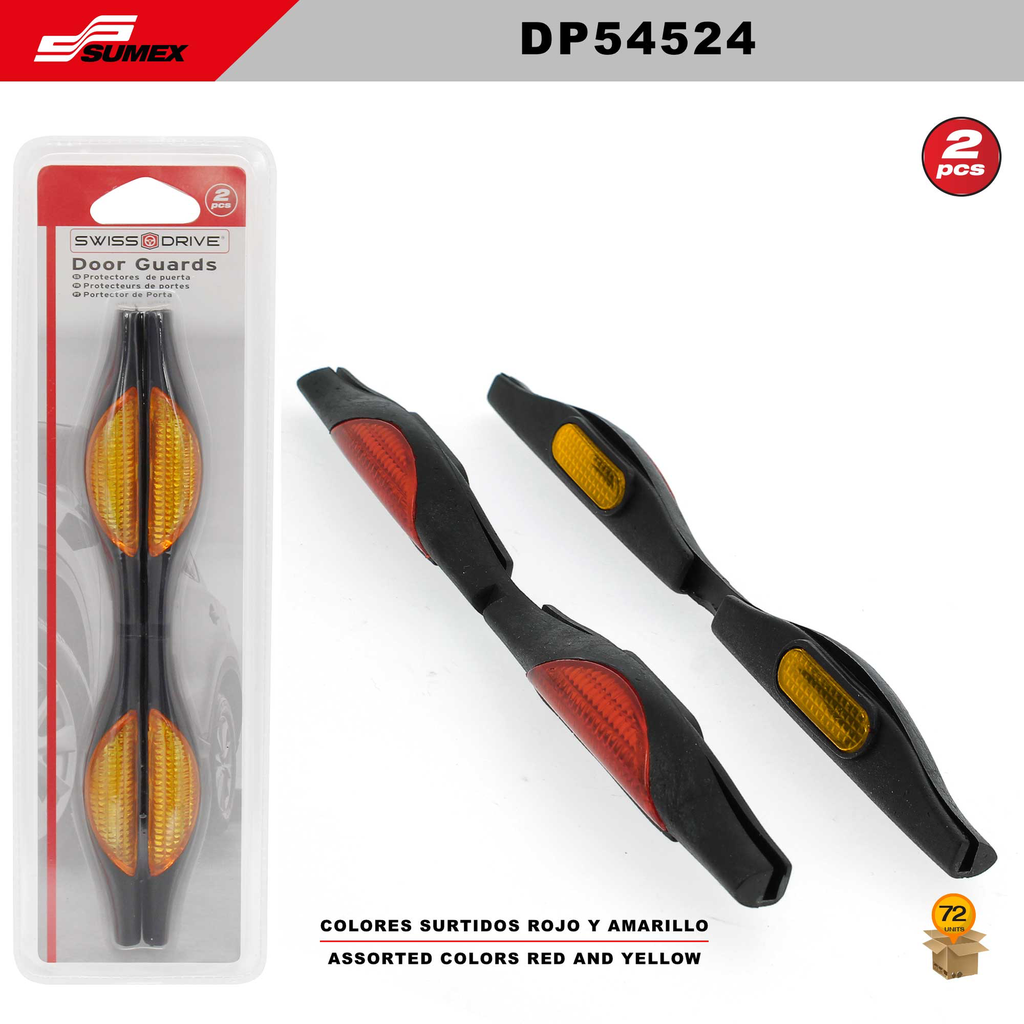 PROTECTOR DE PUERTA CON REFLECTIVO SWISS DRIVE SURTIDOS (2x20CM) (2UNDS) 72PCS