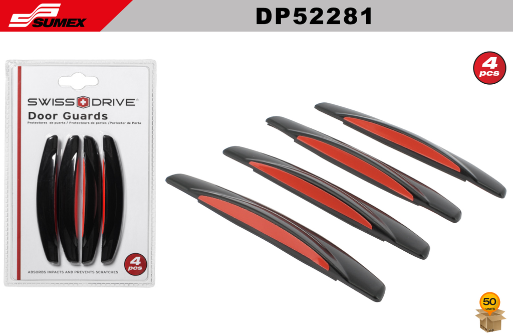 DOOR GUARD WITH REFLECTOR SWISS DRIVE BLACK (1,6 x 11cm) (4 PCS) (50 SET)