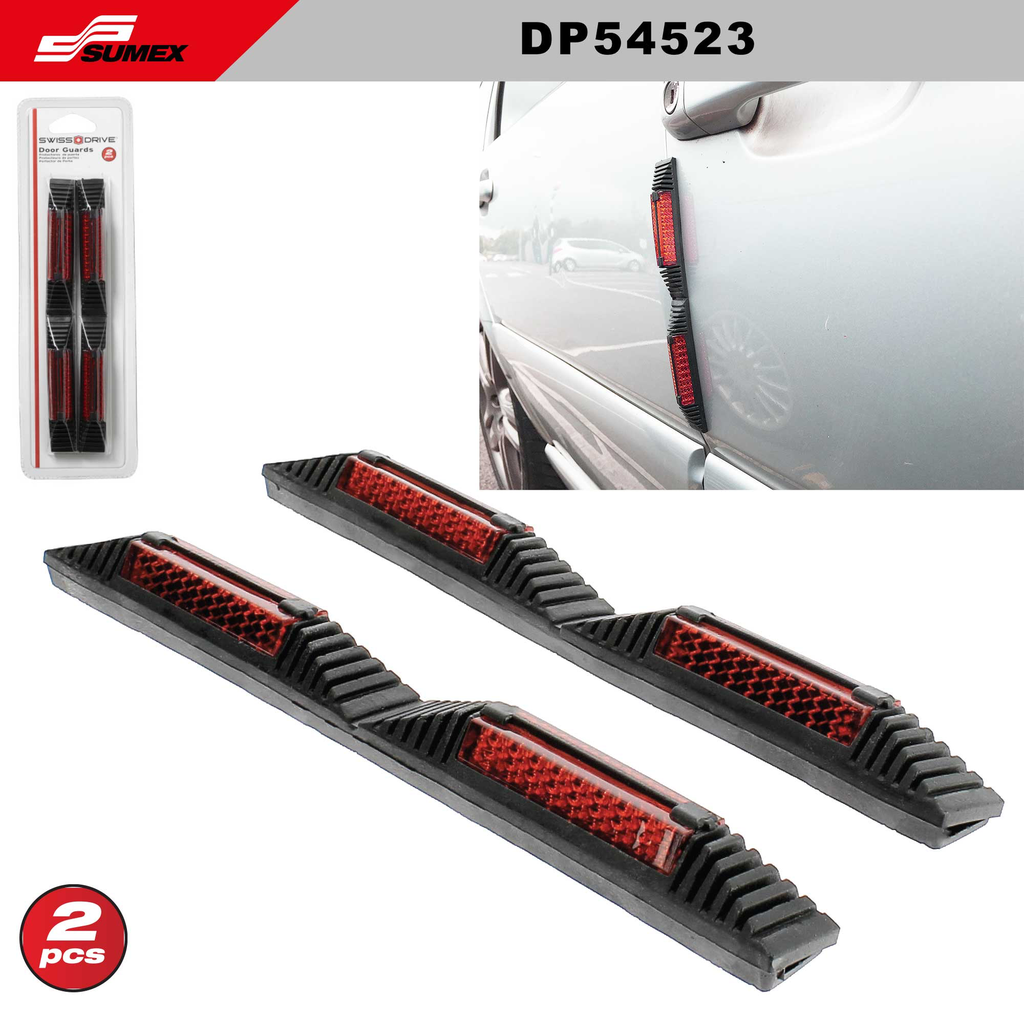PROTECTOR DE PUERTA RECTANGULAR CON REFLECTOR SWISS DRIVE NEGRO (2x19.5CM) (2UNDS) 96PCS