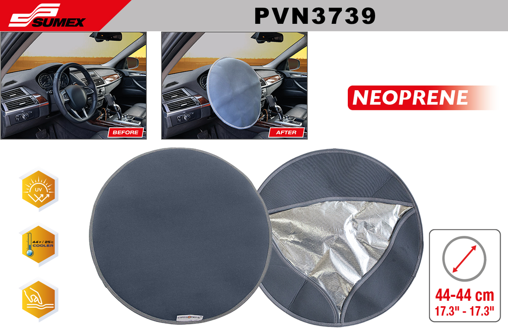 PROTECTOR DE VOLANTE SWISS DRIVE NEOPRENO GRIS (44 X 44 CM) (40 UNDS)