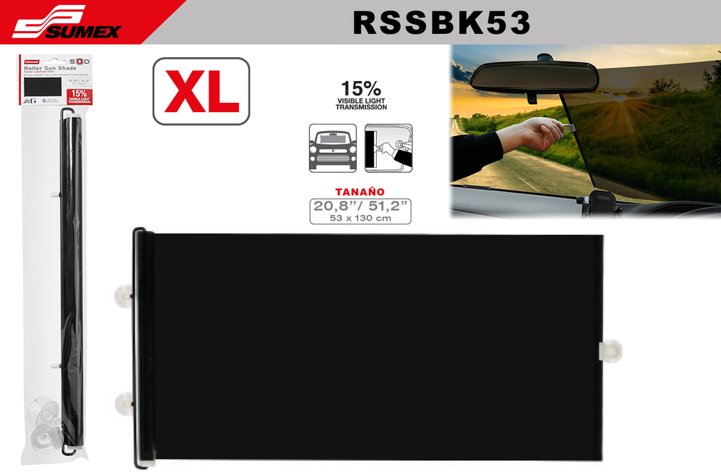 ROLLER SUN SHADE SWISS DRIVE 15% "XL" (53 X 130 CM) (50 UNITS)
