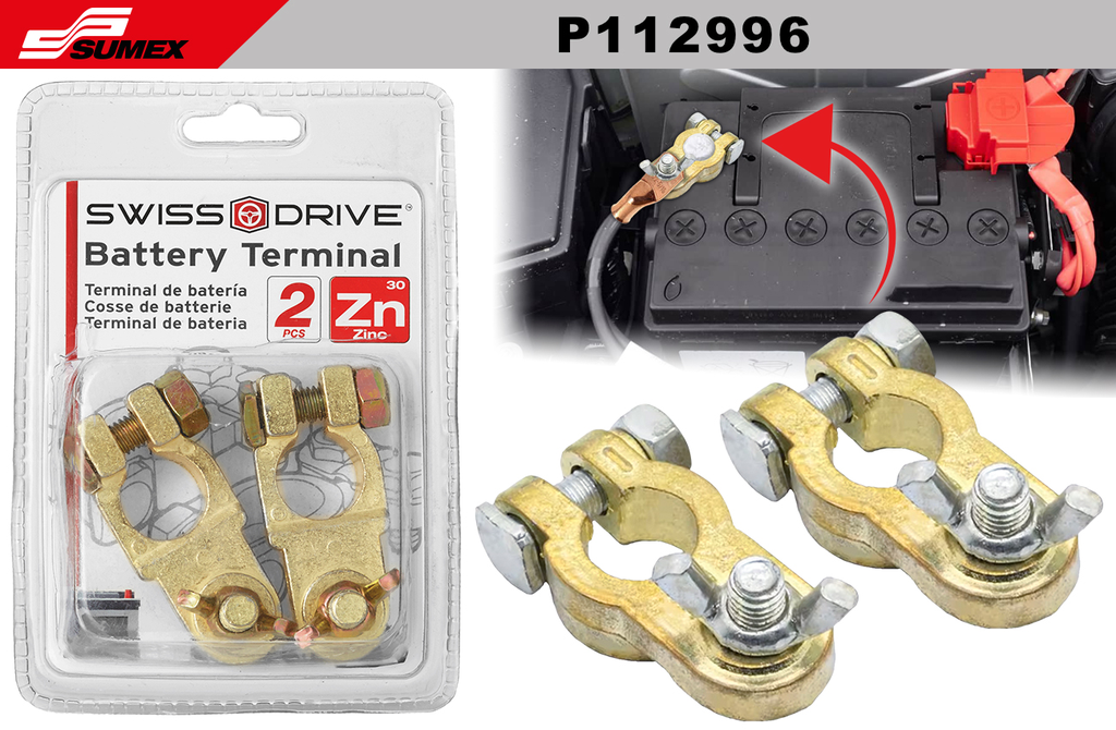 TERMINAL DE BATERIA ZN SWISS DRIVE (72 SETS) ( 12 SETS = 6 UNDS)