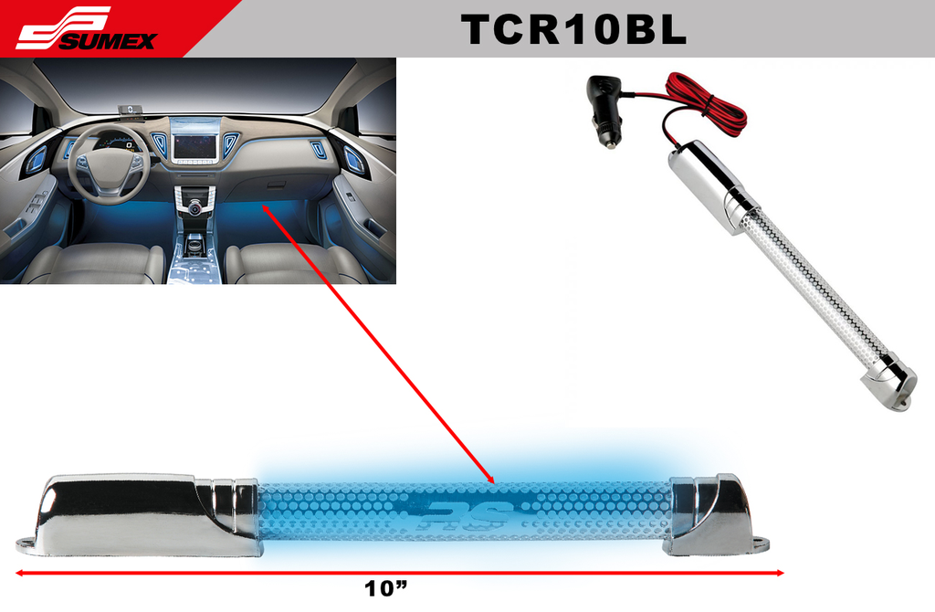 LUZ DE TUBO NEON 10" AZUL CON REJILLA DE ALUMINIO RACE SPORT 20PCS